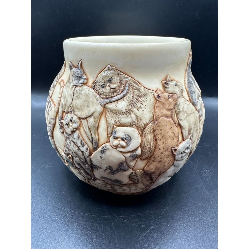 Vintage Jardinia Harmony Kingdom Cat Fancy Vase Inside Inscription New In Box